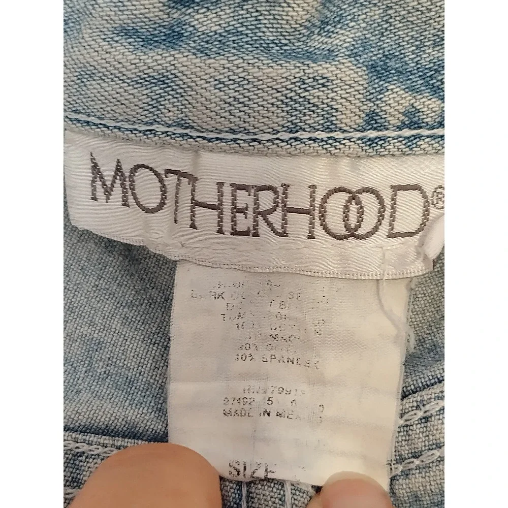 Motherhood Maternity Over Belly Carpenter Denim Shorts Women's XL Light Blue